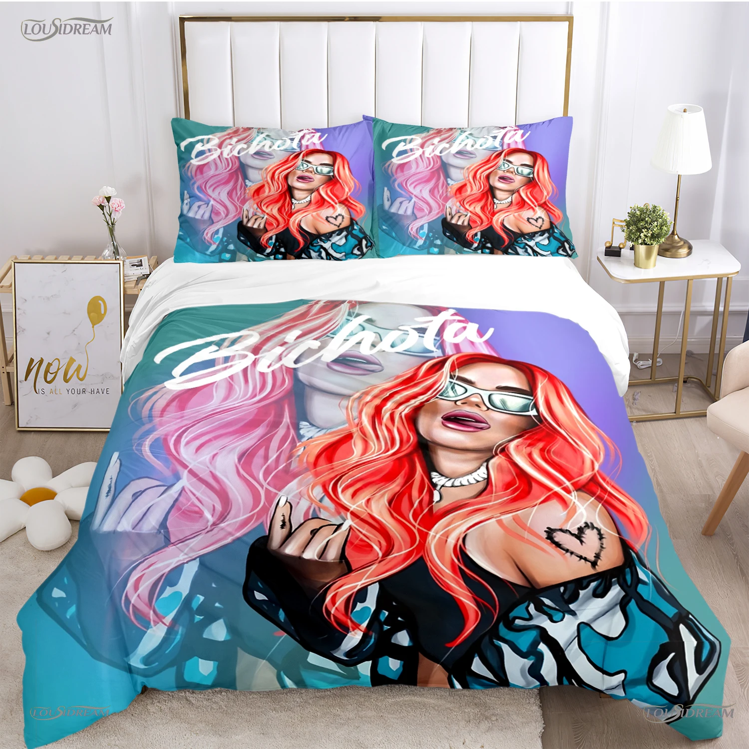 Sexy Karol G Singer All Season Duvet Cover Comforter Bedding set Soft Quilt Cover and Pillowcases Teens Single/Double/Queen/King 4