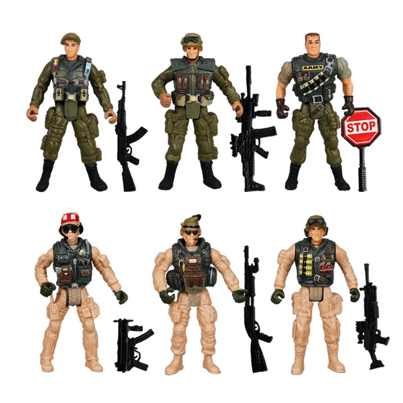 子供のためのアクションフィギュアプレイセット,1:18軍,軍隊,兵士,警察