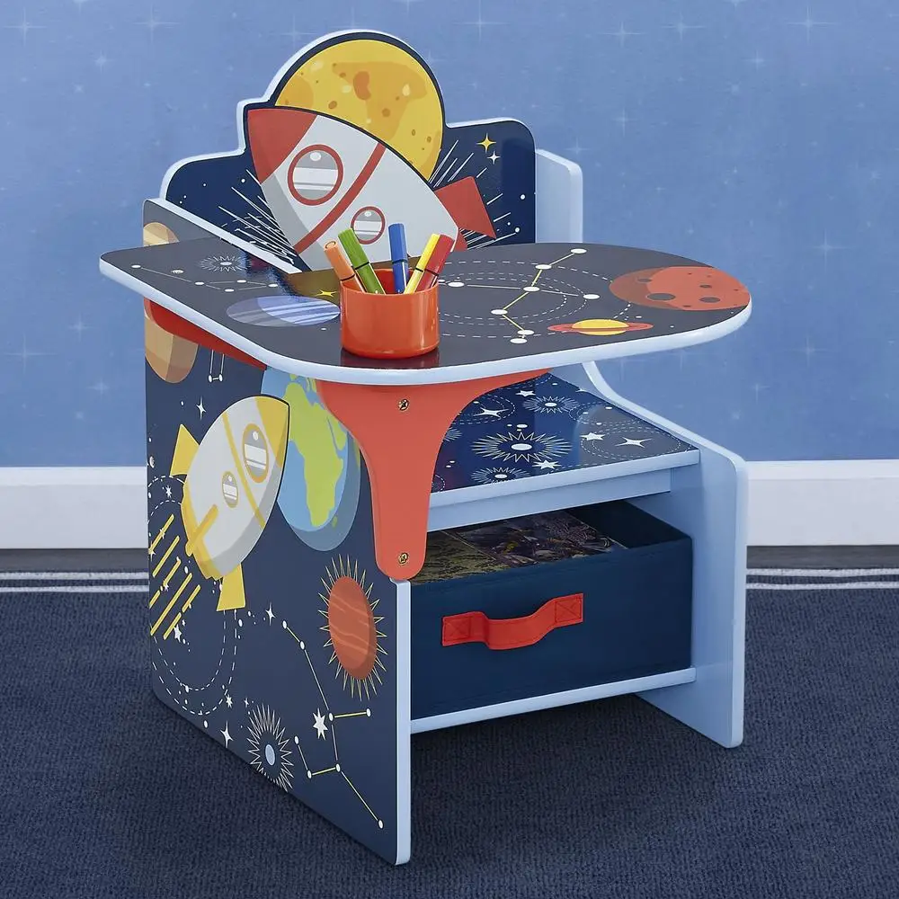 Space Adventures Chair Desk Storage Bin Toddler Furniture Classroom Playroom Homework Storage Cup Holder Preschool Kids 3