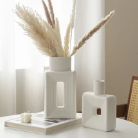 Square Vase Rustic Home Decor Minimalist Nordic Boho Style for Living Room, 4