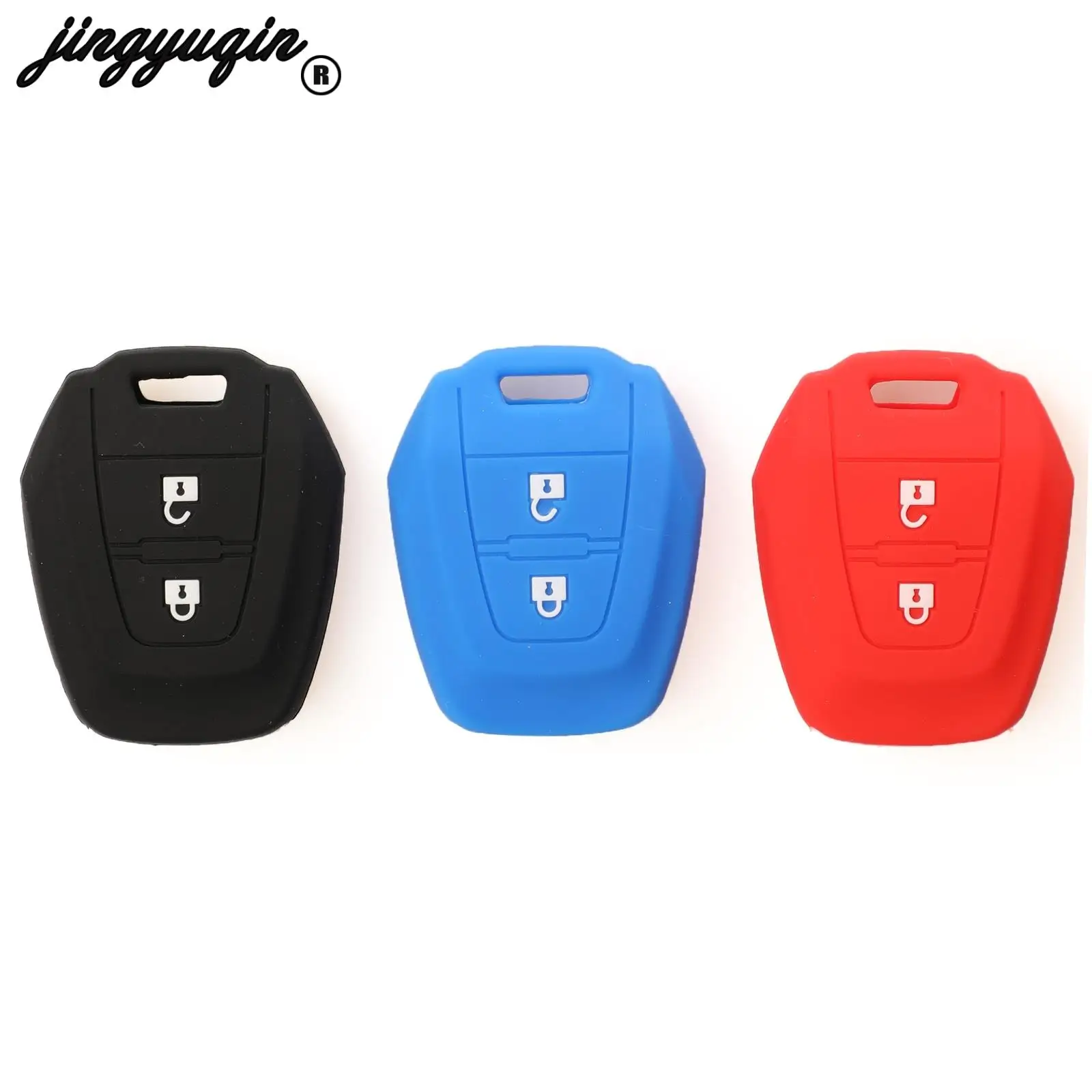

jingyuqin 30pcs/lot Silicone Car Key Cover FOB Case for Isuzu DMAX MUX Truck 2 Buttons Remote Key Case for Isuzu Car Car-styling