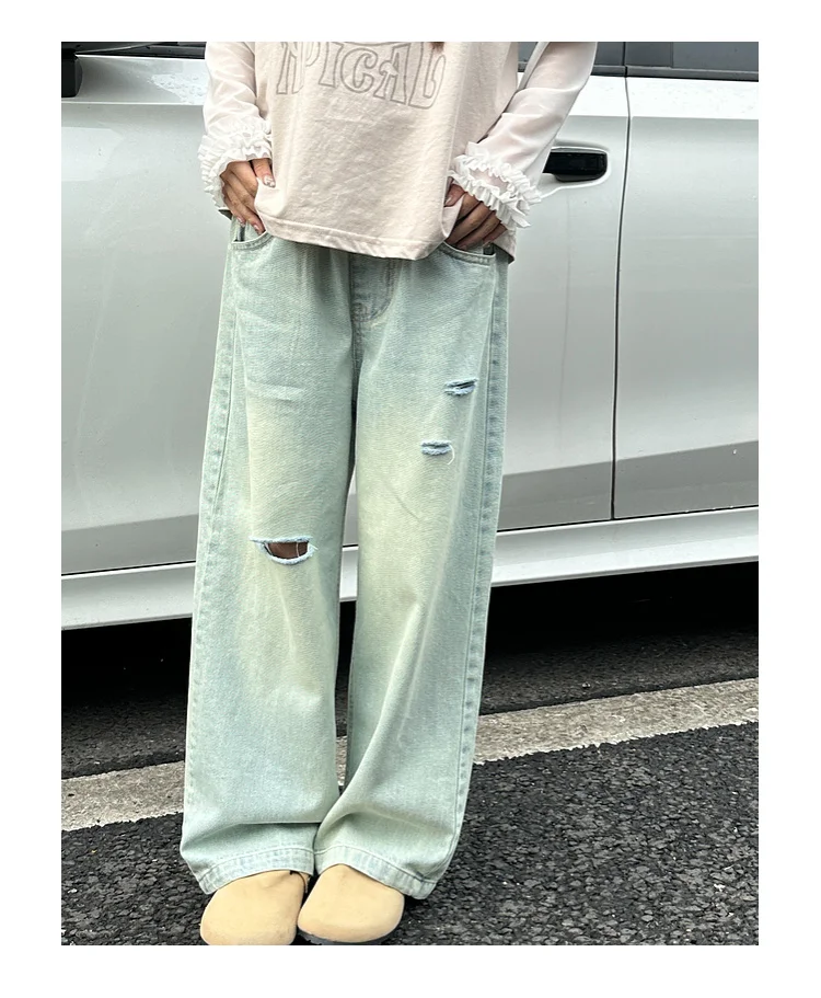 جينز كاجوال متوسط إلى كبير للأطفال ، سراويل أنيقة للفتيات ، طراز جديد ، الربيع والخريف ،