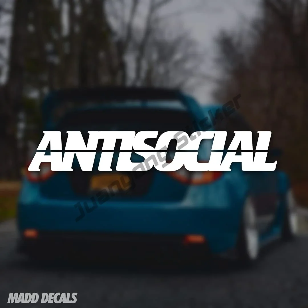Antisocial Car Sticker and Decal Truckwindshield Banner Waterproof Sticker Styling Car Camper Anti Scratch Accessories PVC15x3cm