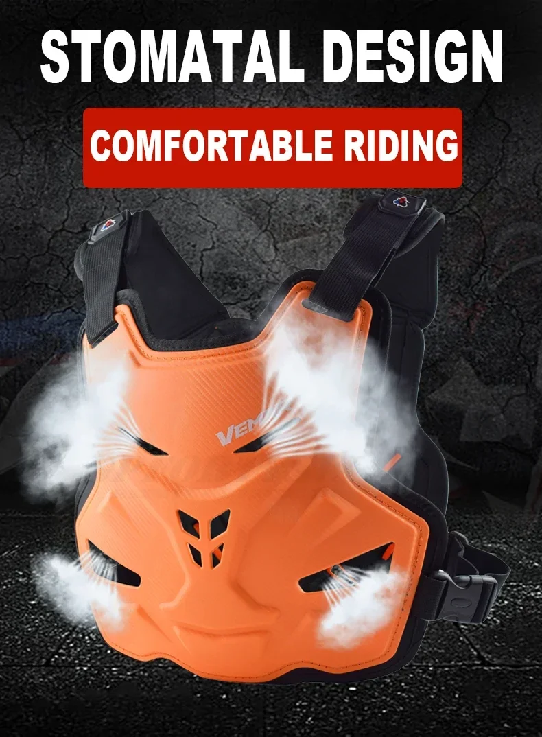 Vemar Men Motorcycle Body Armor Vest Moto Jacket Motocross Vest Off-Road Protective Gear Back Chest Protector Adjustable Buckle