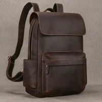 Fashion Leather Backpack Men Male Laptop Backpack For 15.6 Inch ComputerTravel Backpack Men's Leather Bagpack School Daypack Men 2