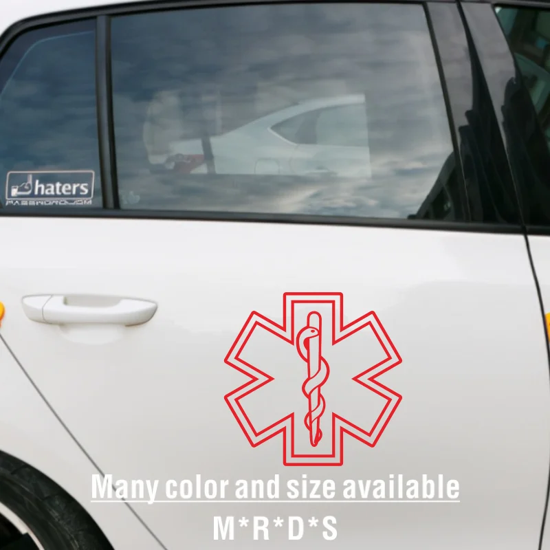 

Star of Life Sign Vinyl Sticker Ambulance Car Window Decor , Star with Snake and Staff Medical Decal for Laptop Decoration