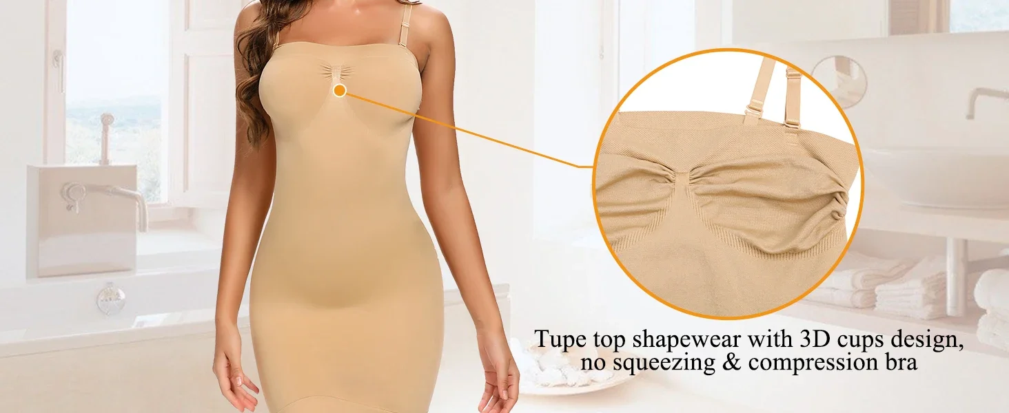 Description Picture 5 of itemMISSMOLY Women Strapless Shapewear Slip Under Dress Full Slips Dress Tummy Control Butt Lifter Full Body Shaper Corset Underwear