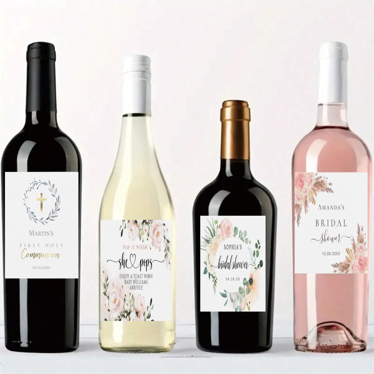 30-Pack Customizable Bottle Label Stickers – Personalized Packaging Labels with Any Tex... - SKU SSL900259 - UGI Packaging