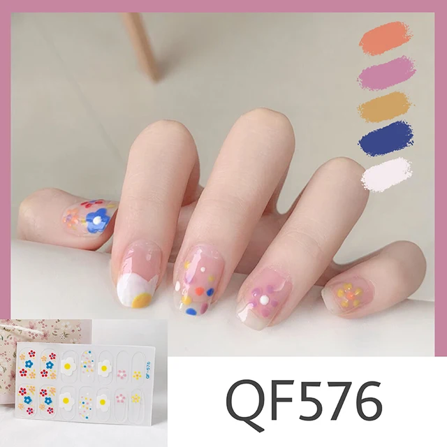 Lamemoria14tips Nail Stickers New Product Full Coverage 3D Summer Complete Nail Decals Waterproof Self-adhesive DIY Manicure QF576