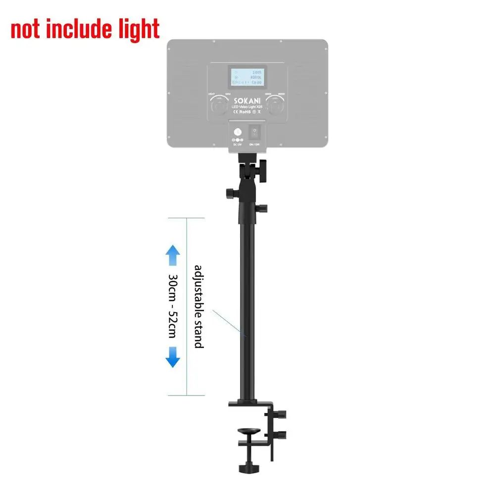 Extend C Tripod Clamp 30-52cm Desk Light Stand Holder with 1/4" Screw Mount for