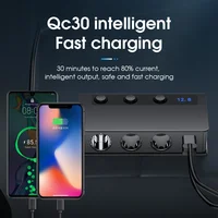 180W Cigarette Lighter Splitter Quick Charge 3.0 Car Charger Adapter 12V/24V 4 Port USB Charging Socket For Phone IPad 2