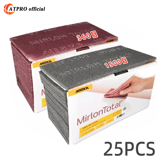 25ชิ้นผ้าเมลอน MIRKA สำหรับขัดเสร็จอัตโนมัติล้างสนิมผ้าไนลอน115x225มม. กระดาษทรายขัด 1