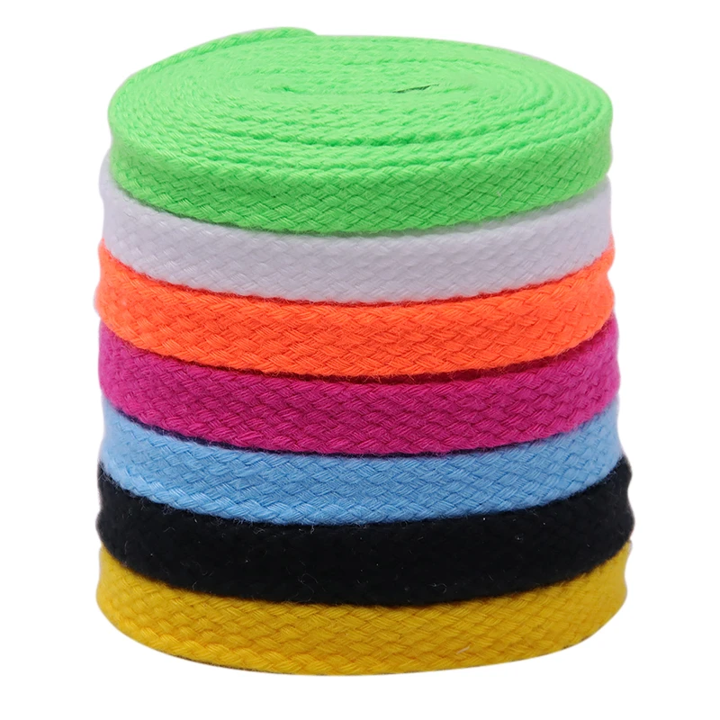 Weiou Shoe Accessory 7MM Bright Color Flat Shoelaces Double-Layer Polyester Man Women Sneaker Laces For Drop-Shipping Bulk Order