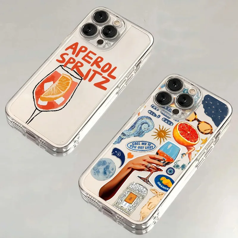 Vibrant Aperol Spritz Shockproof Transparent Phone Case