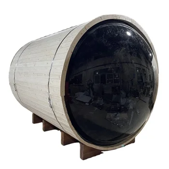 ห้องซาวน่ากลางแจ้งทรงกระบอกไม้ซีดาร์แดงแบบแห้งสำหรับ 2-4 คน 1