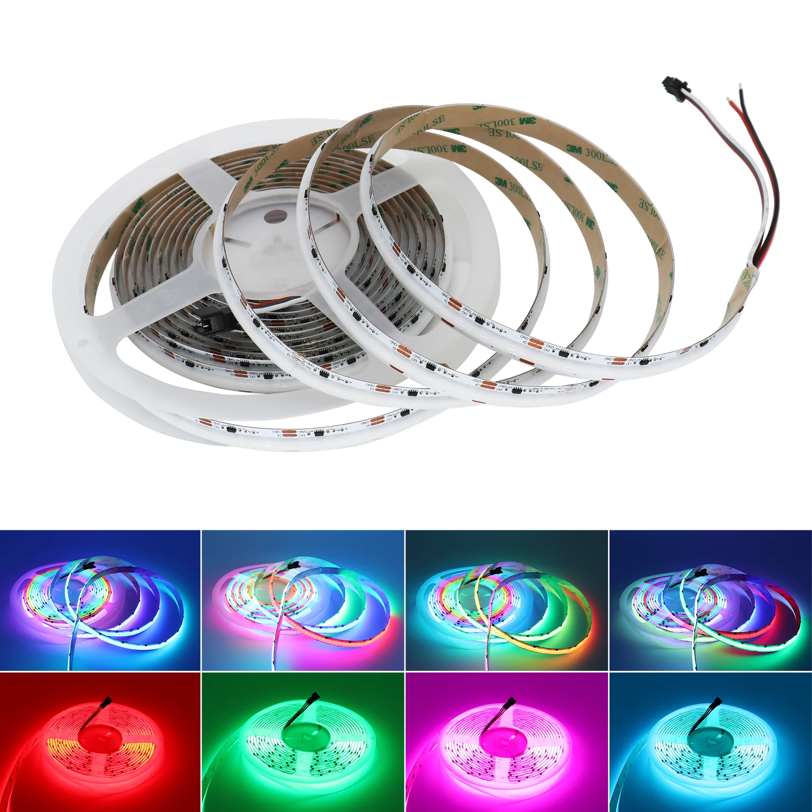 SPI RGB IC LED 조명 스트립, 주소 지정 가능, 720 576 LED, 드림 컬러, DC 12V, 24V, 고밀도, 유연한 FOB, COB 라이트 테이프, RA90, WS2811