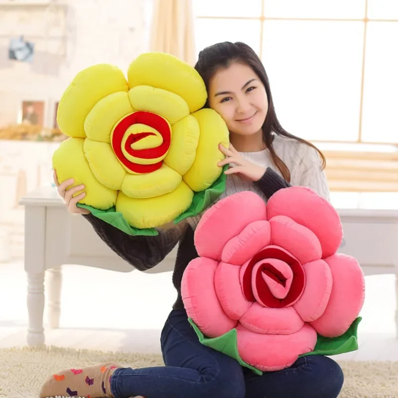 Large Rose Shaped Sofa Cushion Plush Toy Car Interior Decor Wedding Party Supply Flower Home Decor Soft Touch Pillow