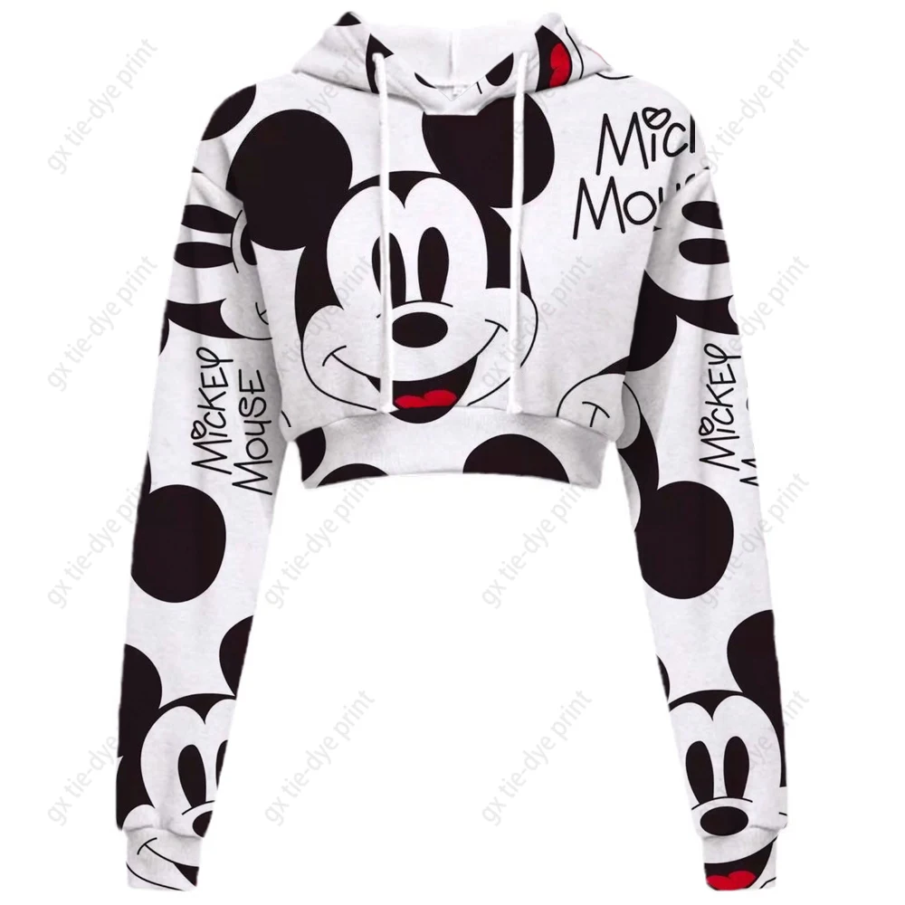 

Women s Long Sleeve Cropped Sweatshirts Disney Minnie Mickey Mouse Print Crop Tops Casual Loose Crop Pullovers Fall Winter Tops