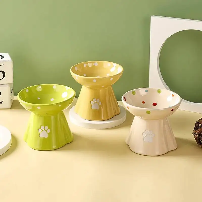 السيراميك حماية فقرات عنق الرحم حوض الغذاء مكافحة الذقن السوداء طويل القامة الجرف القط تيدي الكلب وعاء الحيوانات الأليفة