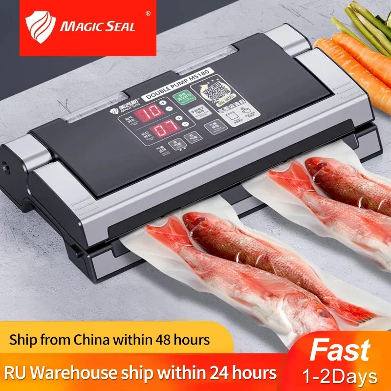 Magic Seal Ms180 Vacuum Sealer Professional Wet Vacuum Sealer Machine Per Food Bag Sealer Packaging Machine Household 110V/220V