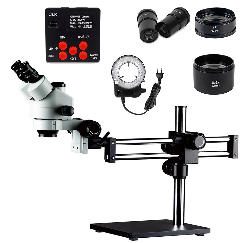 

3.5X-180X Industrial Trinocular Stereo Microscope Adjustable Interpupillary Distance Laboratory Jewelry Appraisal Microscope