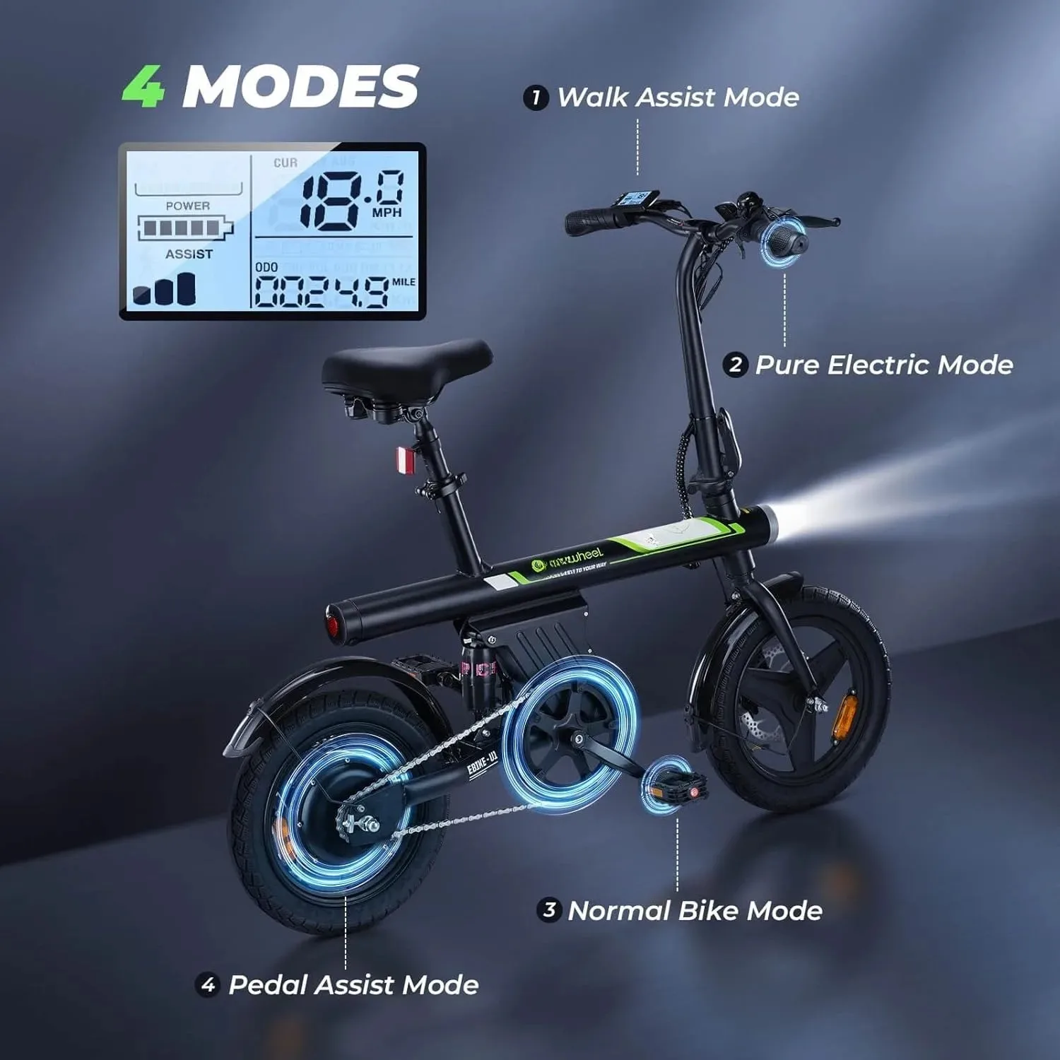 Electric Bike for Adults with Removable Battery 25Miles Electric Mountain Bike LCD Display