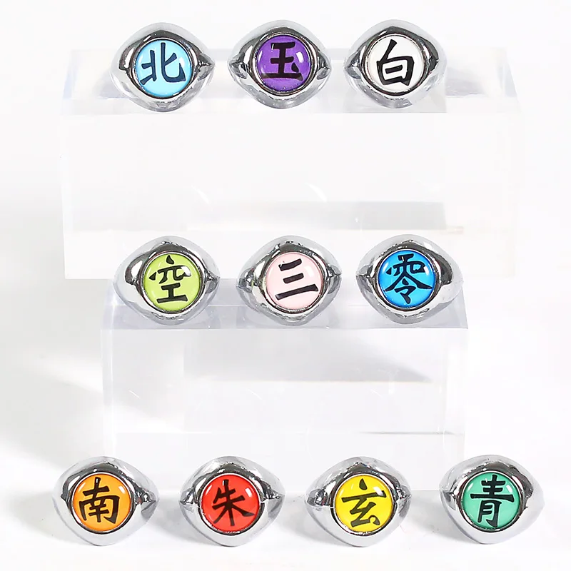 Anillo Miembro Akatsuki Cosplay Anime Naruto 10piezas+cuello