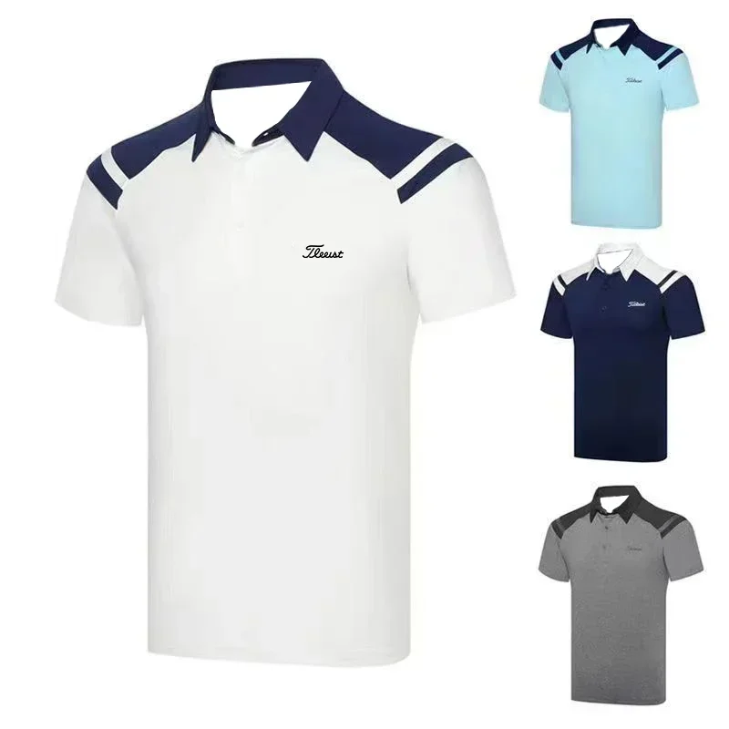 

Летняя одежда для гольфа, Мужская Новая футболка, повседневная спортивная дышащая быстросохнущая рубашка-поло, свободная впитывающая пот с короткими рукавами