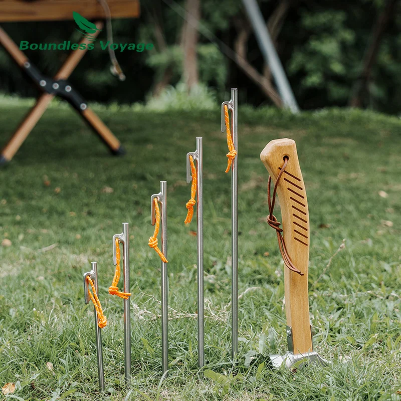 Tent Pegs Stakes Nails Titanium Alloy 20 24 30 35 40 cm For Tent Outdoor Camping Hard Snow Floor tent pegs
