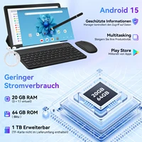 URAO 10 Inch Android 15 OS GMS Certified Tablets 1.8GHz 20GB RAM 64GB ROM 1TB Expandable HD IPS Touch Screen Dual Camera PC PAD - Image 3