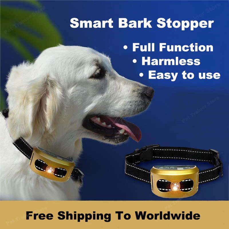 Smart Automatic Anti Barking Dog Collar HD Digital Display IP7 Waterproof Collar For Dog Rechargeable Bark Stopper Barking Stop dog bark deterrent dog collar accessories