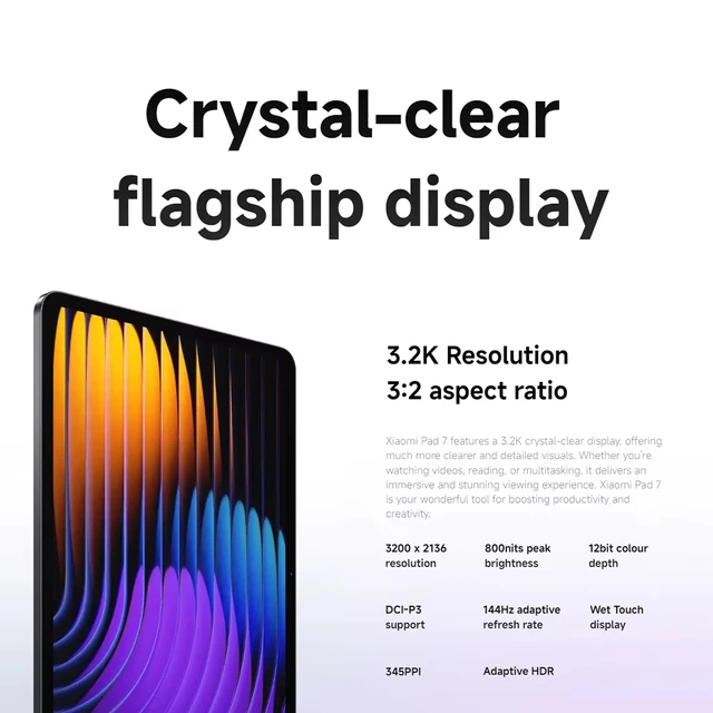 Versione globale Xiaomi Pad 7 Snapdragon 7 + Gen 3 Octa-core CPU Tablet 8850mAh 13MP fotocamera 11.2 "3.2K Display 144Hz 45W ricarica 4