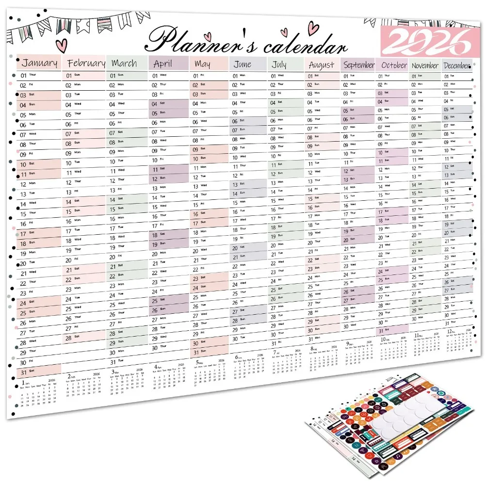 Large Wall Calendar and Daily Planner - Annual Agenda Organizer with To-Do List and Yearly Schedule