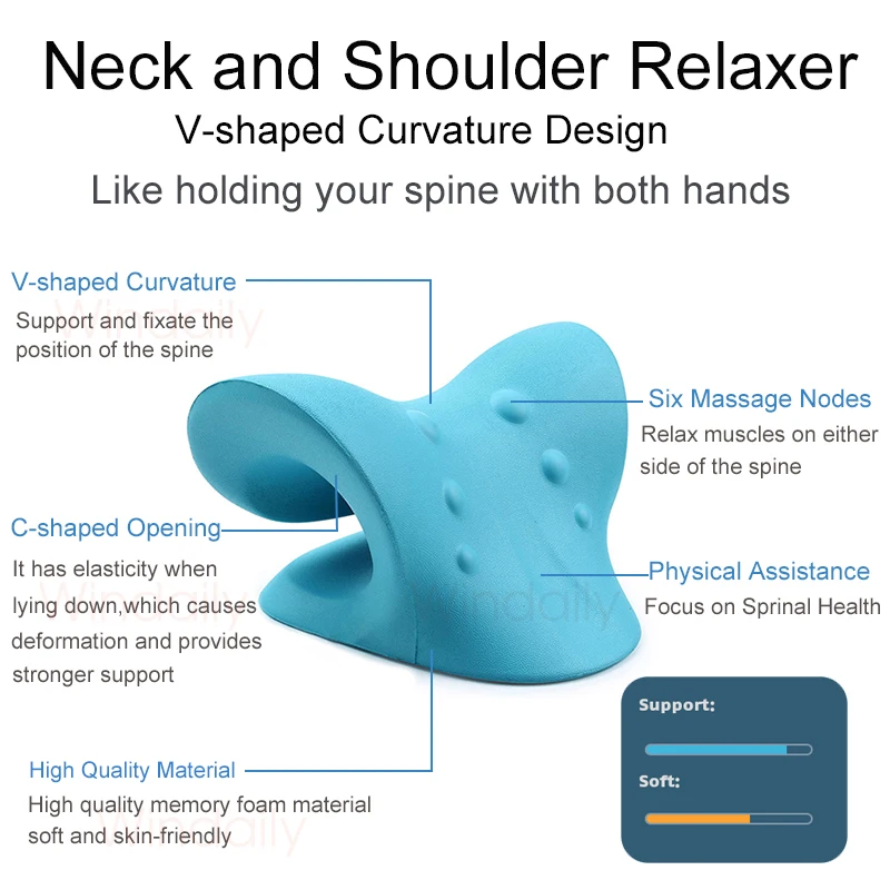 Neck Shoulder Relaxer Cervical Traction Device Posture Corrector Chiropractic Pillow  Stretcher Neck Massager_voghion.com