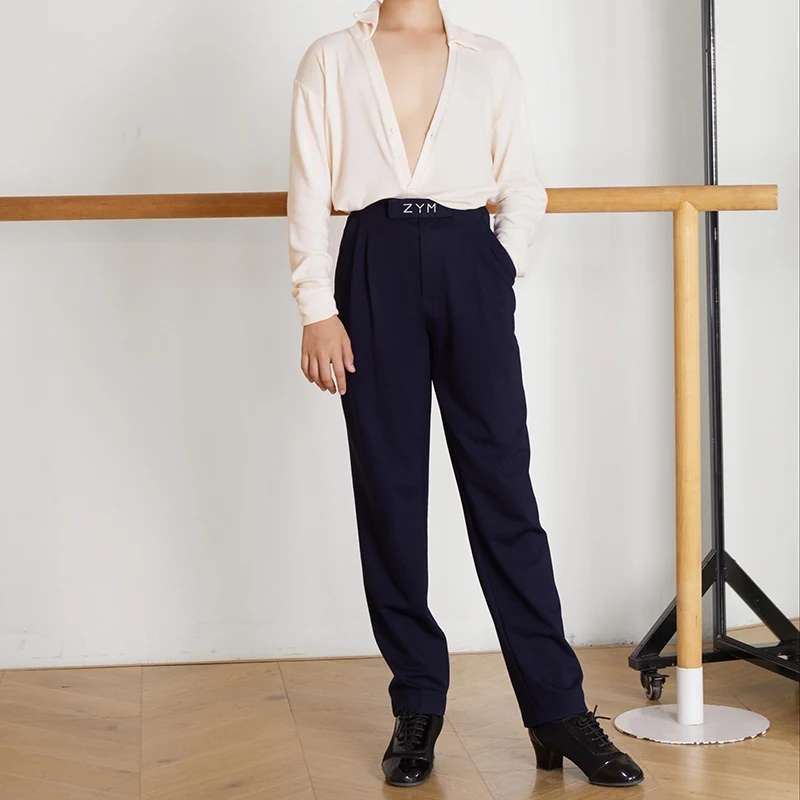 Male Latin Dance Pants Boys Men Latin Dance Wear Cha Cha Rumba Ballroom Competition Clothing Practice Trousers