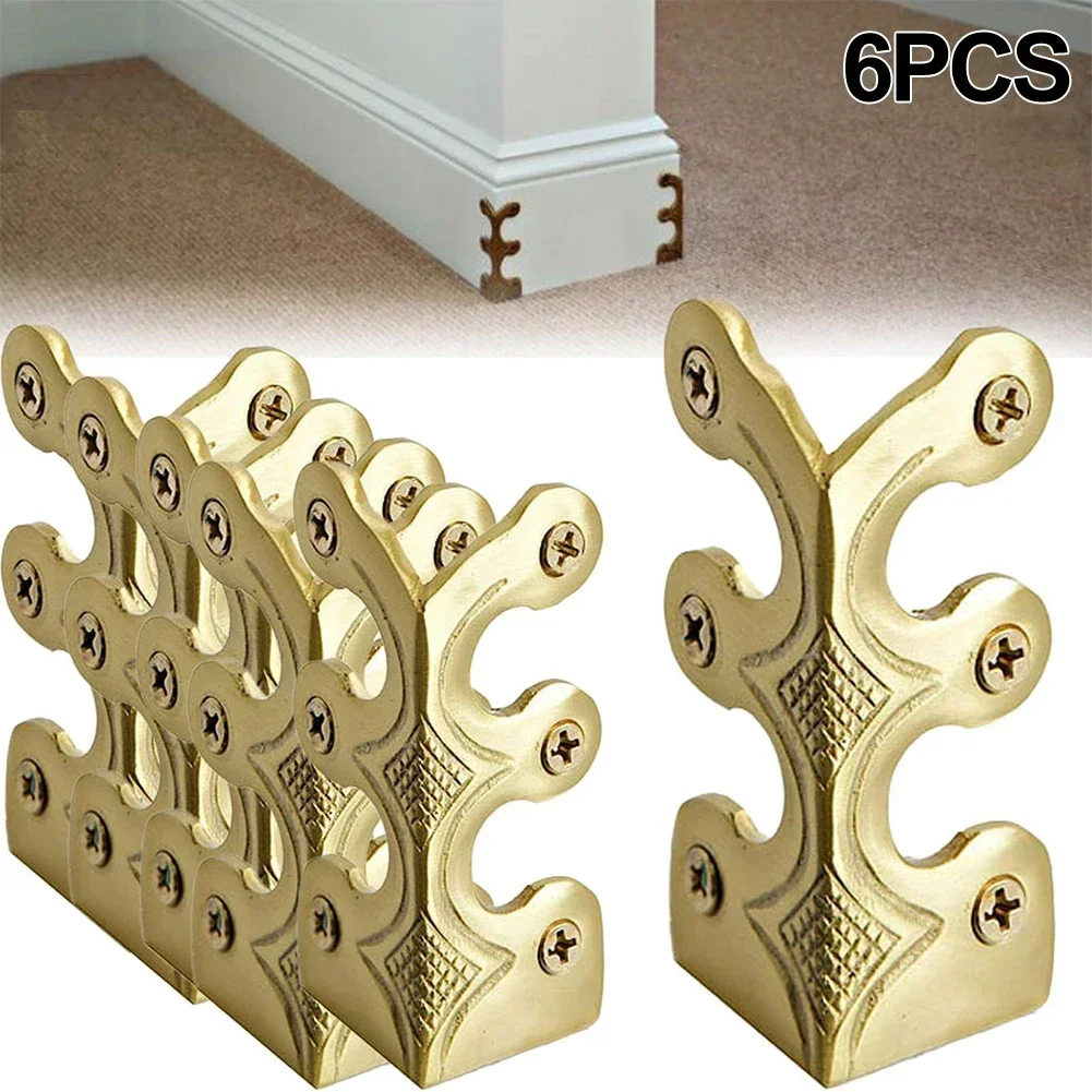 6pc Table Tops Corner Protectors for Jewelry Wooden Box Antique Furniture Decorative Corner Guard Brass Skirting Protector Cover furniture hardware,angled furniture hardware,furniture corner protector,decorative corner cover,wood box feet protector,metal decorative protectors