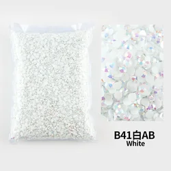 Colorful AB Transparent Resin Rhinestone FlatBacks for Nail Art and Garment Decoration - Bulk Wholesale (White AB)