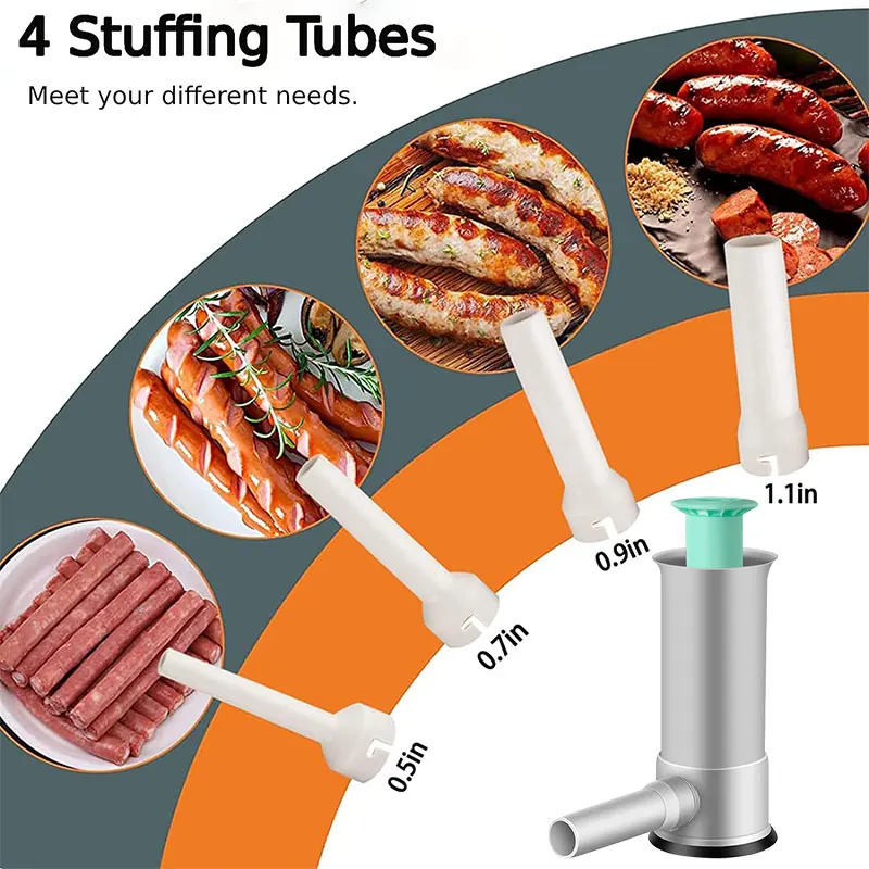 Máquina embutidora de salchichas con 4 tubos de relleno, embutidora de carne, herramienta de llenado de salchichas, Kit