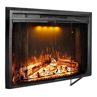 36 Inch Recessed Electric Fireplace Heater with Adjustable Flame and Crackling Sound Attractive Design TV Stands Bookshelves & 1