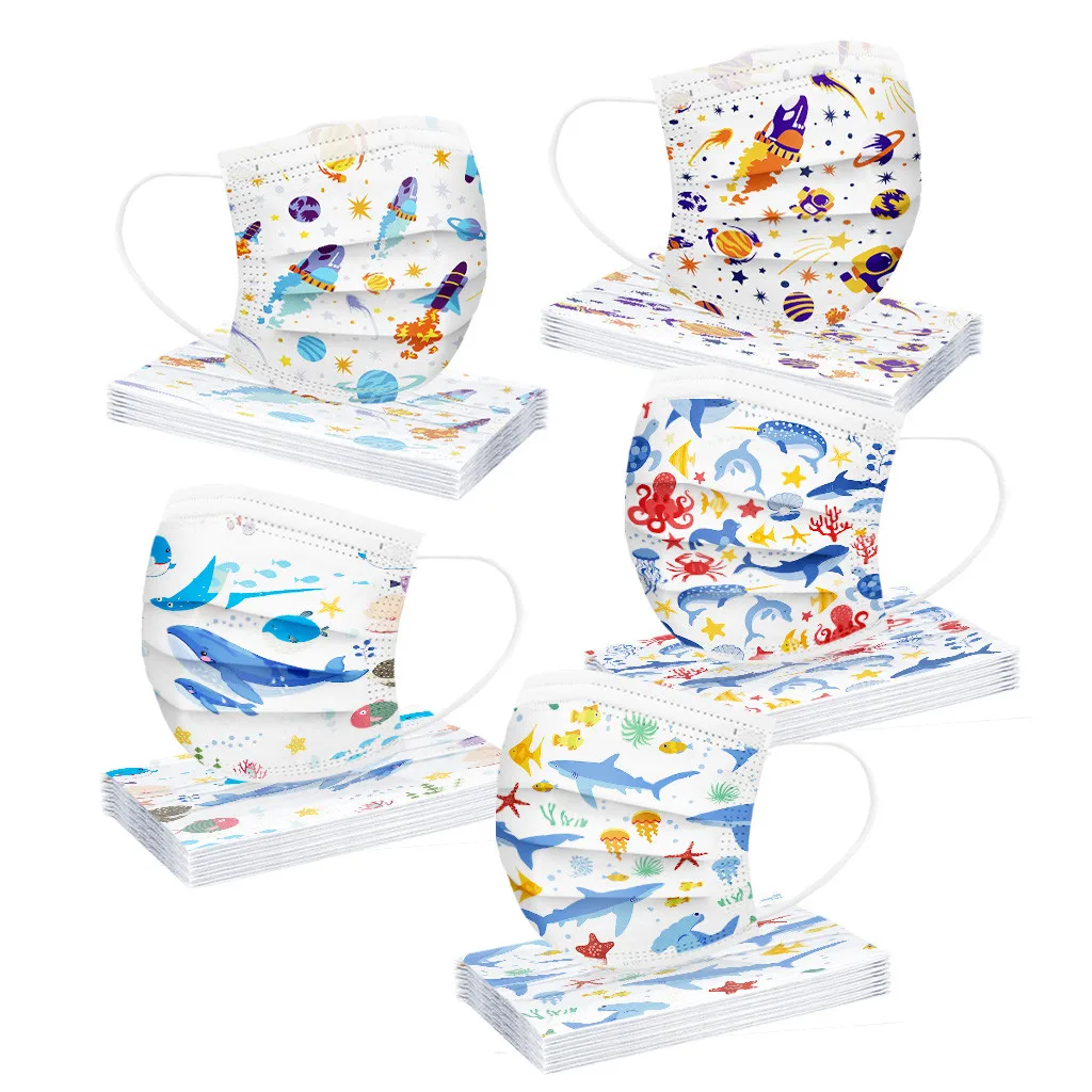 Children's Disposable Face Mask Industrial 3Ply Ear Loop 50PC Outdoor Dust-Proof Face Protective