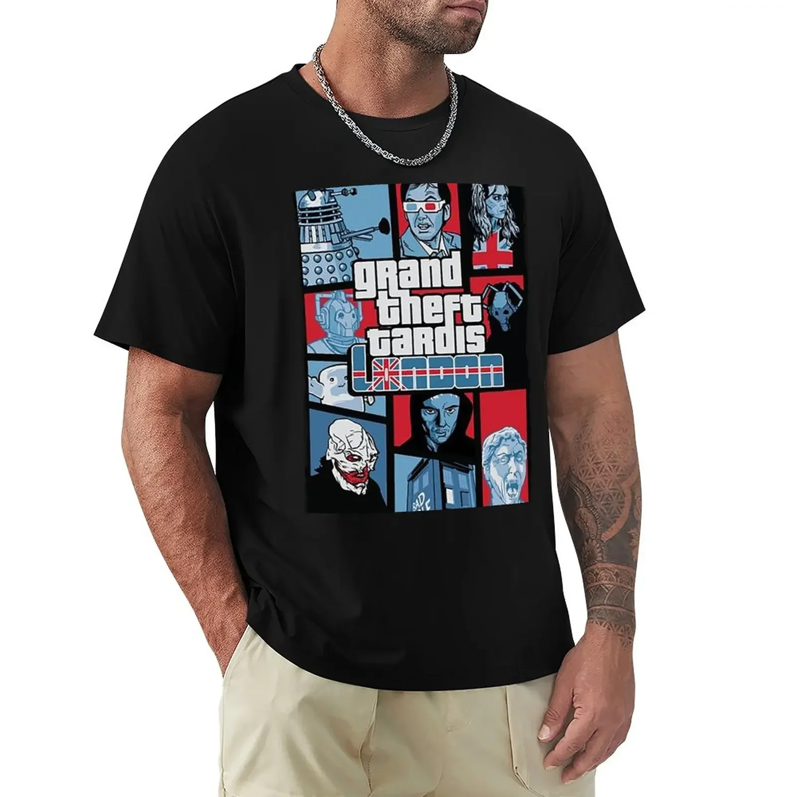 Grand Theft Tardis Londin T-Shirt Vestiti Carini Vestiti Estetici Magliette Grafiche Da Uomo Divertenti