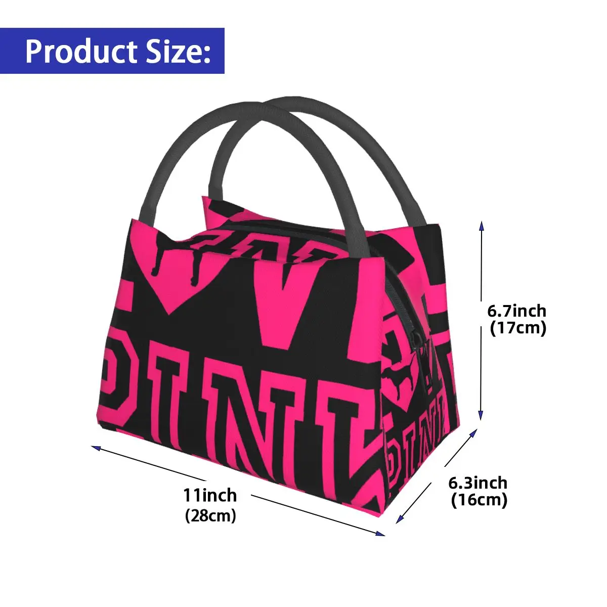 Love Pink Portable insulation bag for Cooler Thermal Food Office Pinic Container