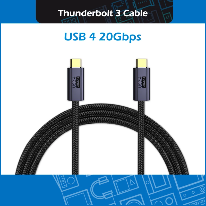 

PD 100W 5A Fast Charging USB Type C to Type C Cable Charger Data Cable USB4 20Gbps Thunderbolt 3 Cable For Macbook Pro Laptop