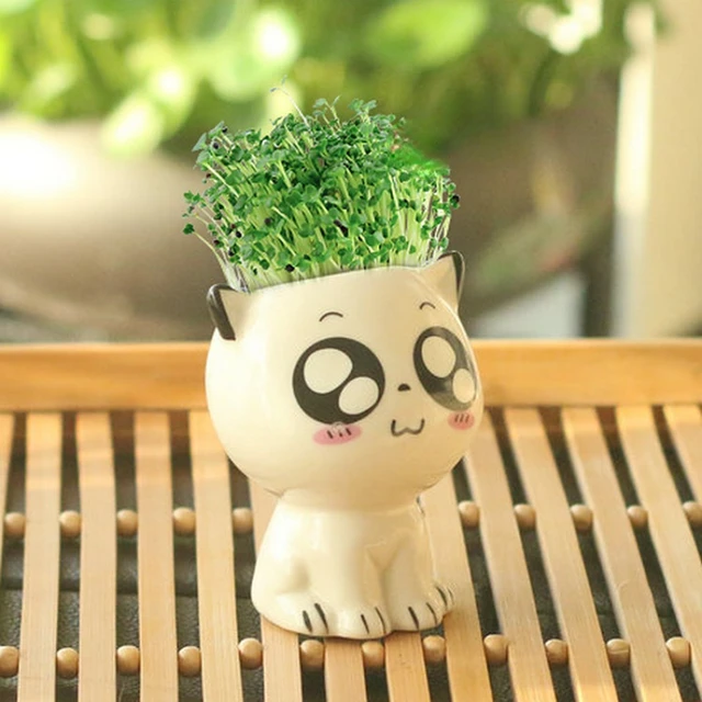Mini Macska Alakú Kerámia Virágcserapító Rajzfilm Aranyos Cserepes Növény Asztali Expresszió Növényi Edény Dekoráljon Kis Dísz - Image 5