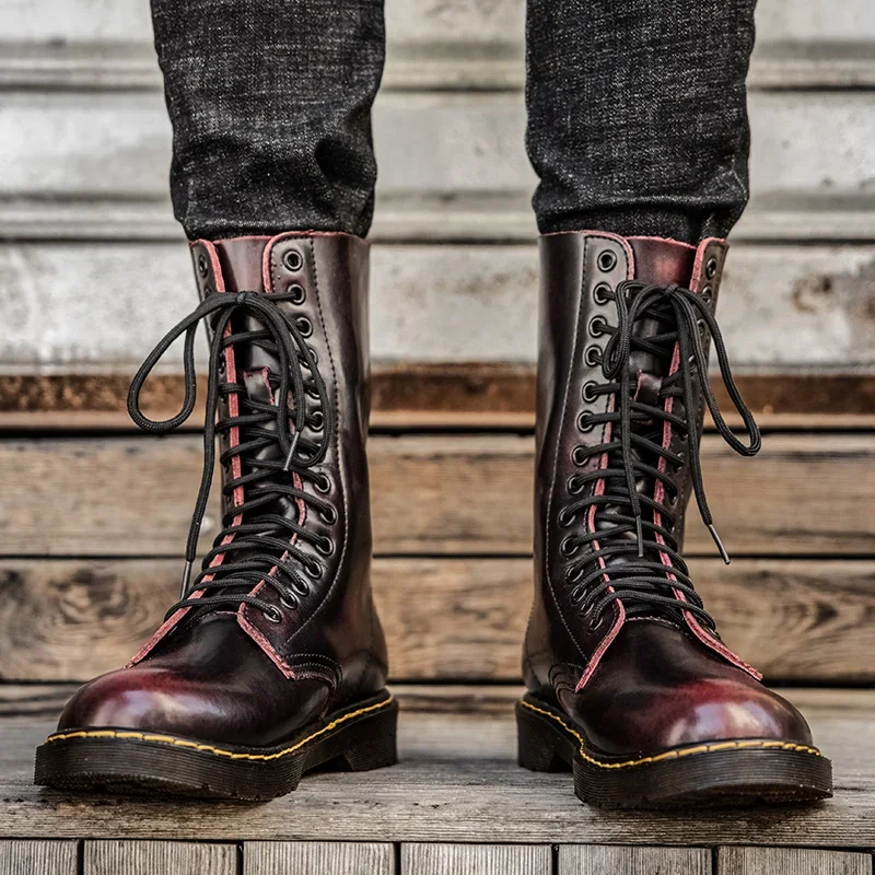 Autumn Winter Men's Mid-calf Boots Outdoors Casual Comfortable Shoes Lace-up Wear Resistant Male Boots
