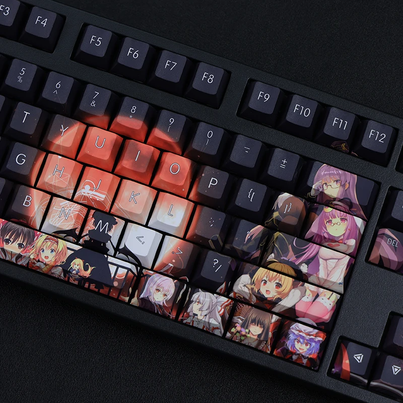 Chaves Conjunto Lados Pbt Tintura Subbed Keycaps dos Desenhos Animados Anime Gaming Key Caps Cherry Perfil Keycap para Touhou Projeto 108 - Imagem 4