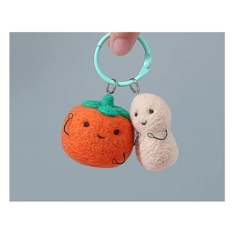 

Persimmon peanuts pendant wool needlepoint kit wool felt needle felting pendant craft needlecraft DIY handmade