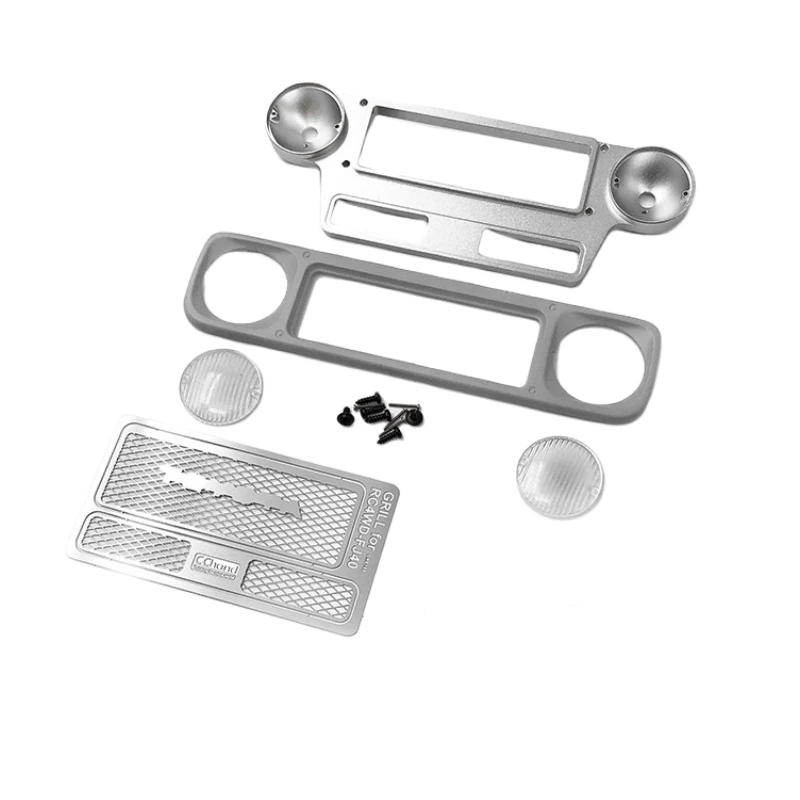 Metallic Front Face Grill set fit RC4WD Gelande2 Cruiser FJ40 Crawler Car RC 1/10 scale 3