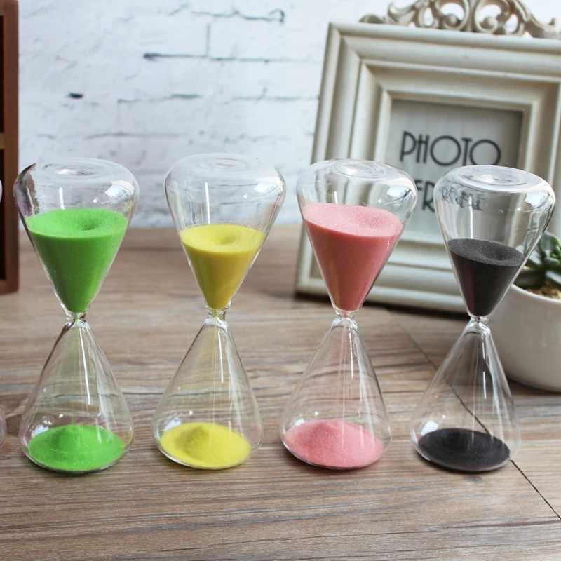 

5-30 Minutes Glass Hourglass Timer Coloured Conical Tabletop Sandglass Home Decoration Handicrafts Valentine's Day Birthday Gift