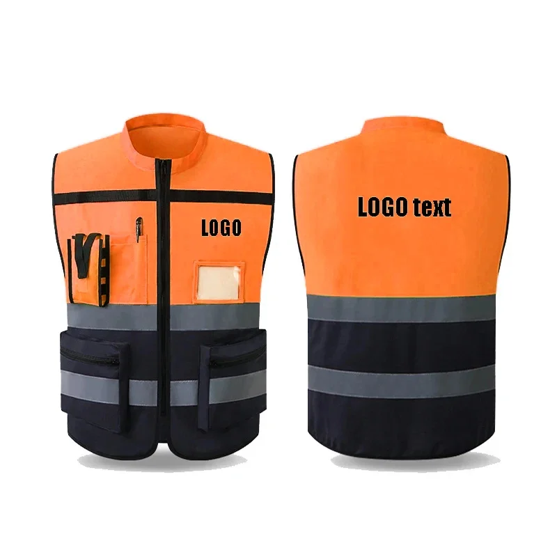 High Visibility Multi Pocket Oxford Fabric Reflective Safety Vest Customized Logo For Night Riding Reflective Vest